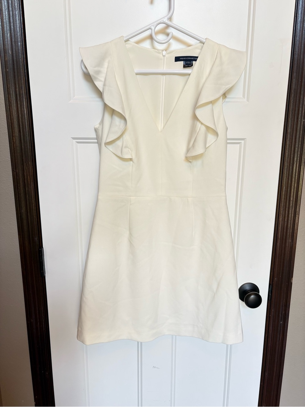 French Connection Whisper V-Neck Ruffle Mini Dress sz 8